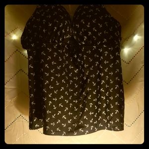 Black anchor swim top